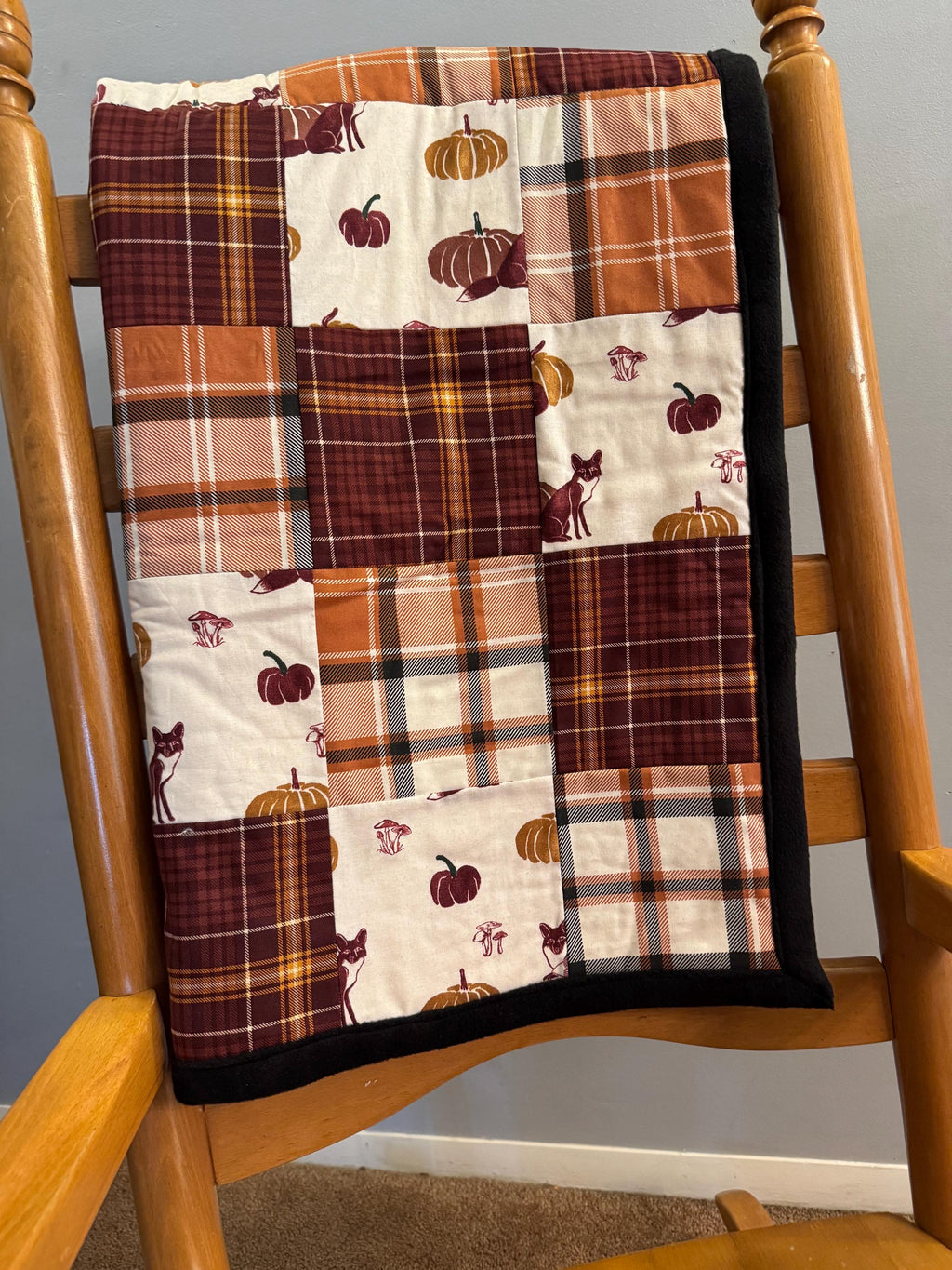 Fall Throw Blanket, Fox and Pumpkin Blanket, Cotton Throw Blanket