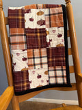 Fall Throw Blanket, Fox and Pumpkin Blanket, Cotton Throw Blanket