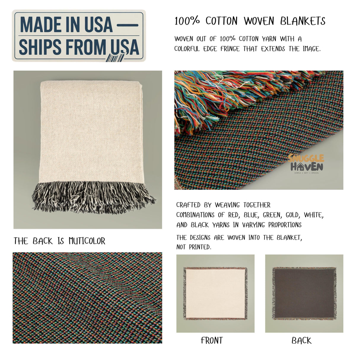Sleeping Fox Woven Blanket – Autumn Forest in Teal & Copper, Cozy Fall Cabin Gift