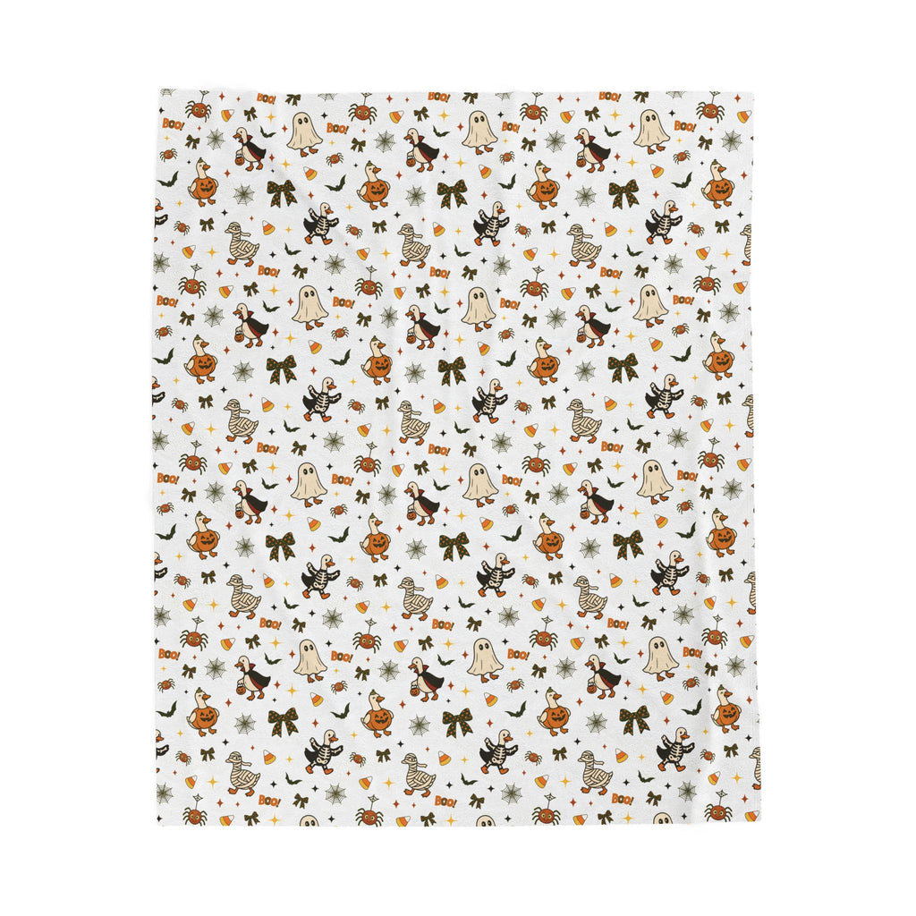 Halloween Geese Blanket Cute Spooky Season Goose Throw Funny Fall Velveteen Plush Cozy Soft Warm Bedroom Home Decor Gift Trendy Aesthetic