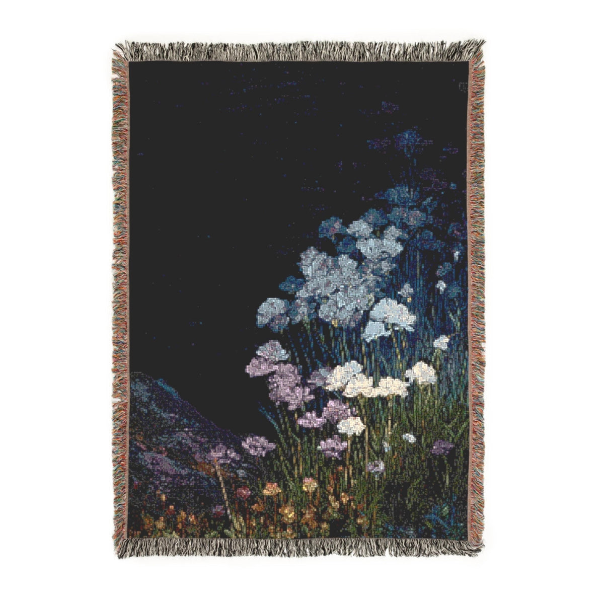 Moody Wildflower Woven Blanket | Cottagecore Floral Throw
