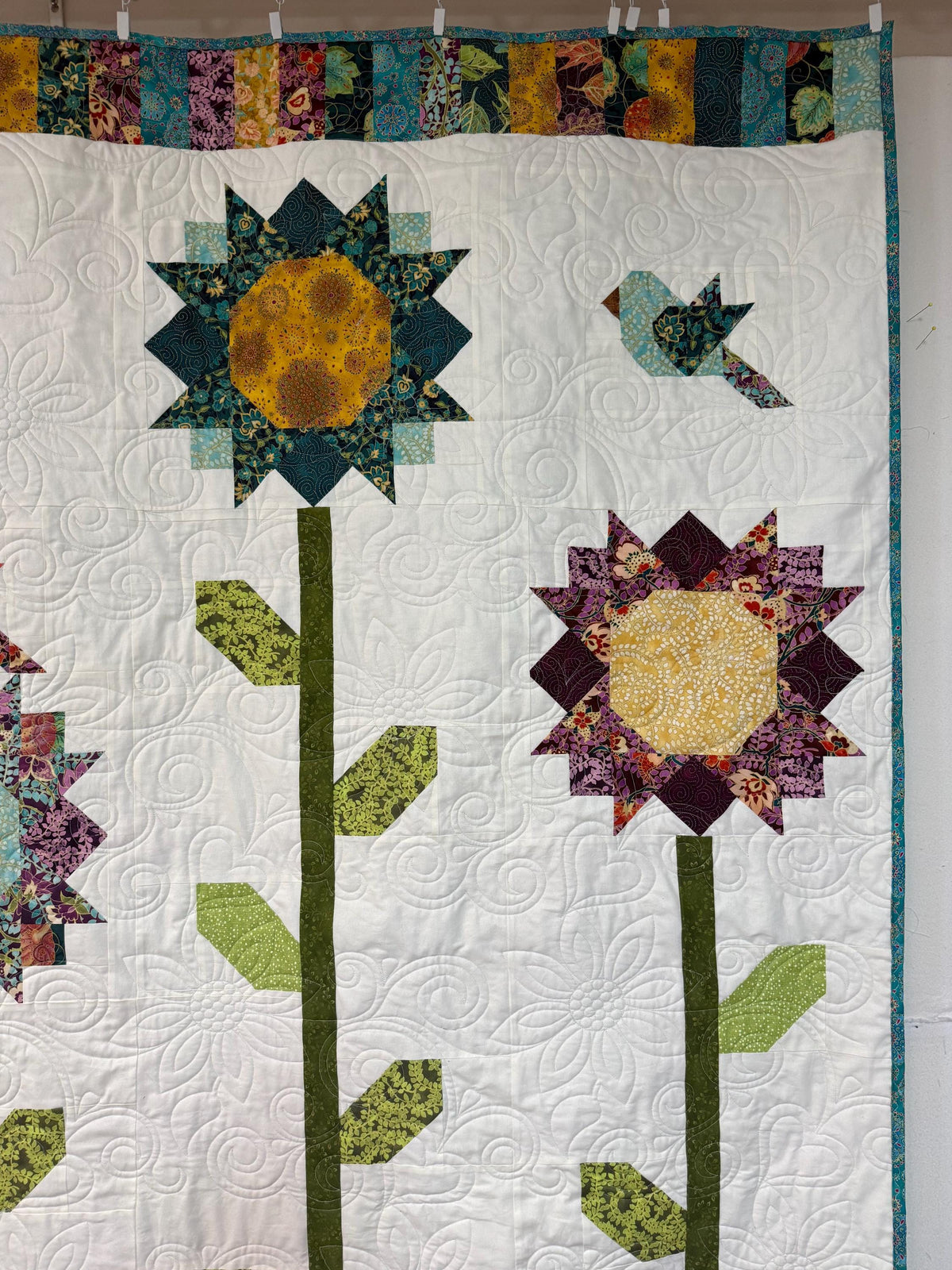 Fall Sunflower Fields Handmade Quilt Bedding Throw Blanket Pumpkins Birds