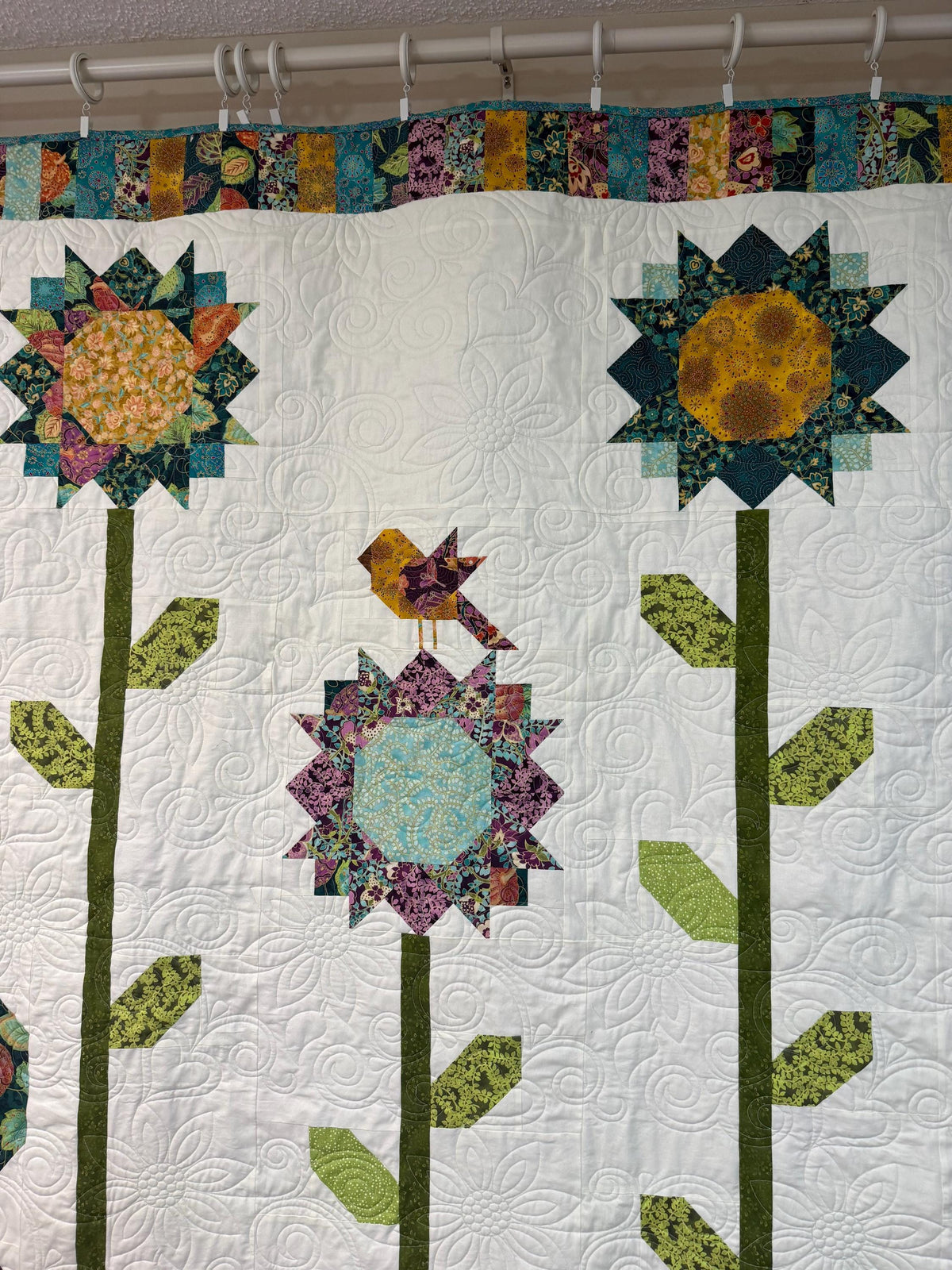 Fall Sunflower Fields Handmade Quilt Bedding Throw Blanket Pumpkins Birds