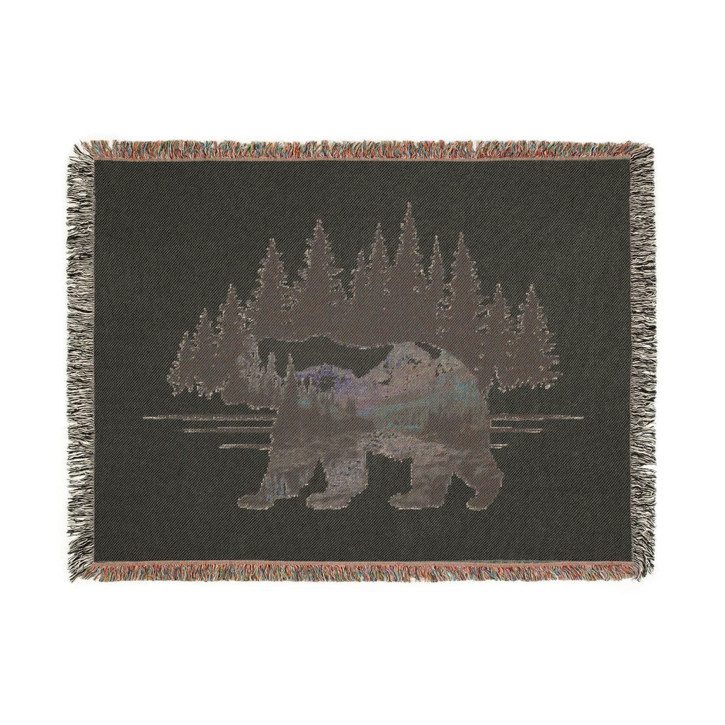 Bear Woven Blanket, Forestcore Wildlife Throw, House Warming, Woodland Creatures, Cabin Decor, Bear Gifts