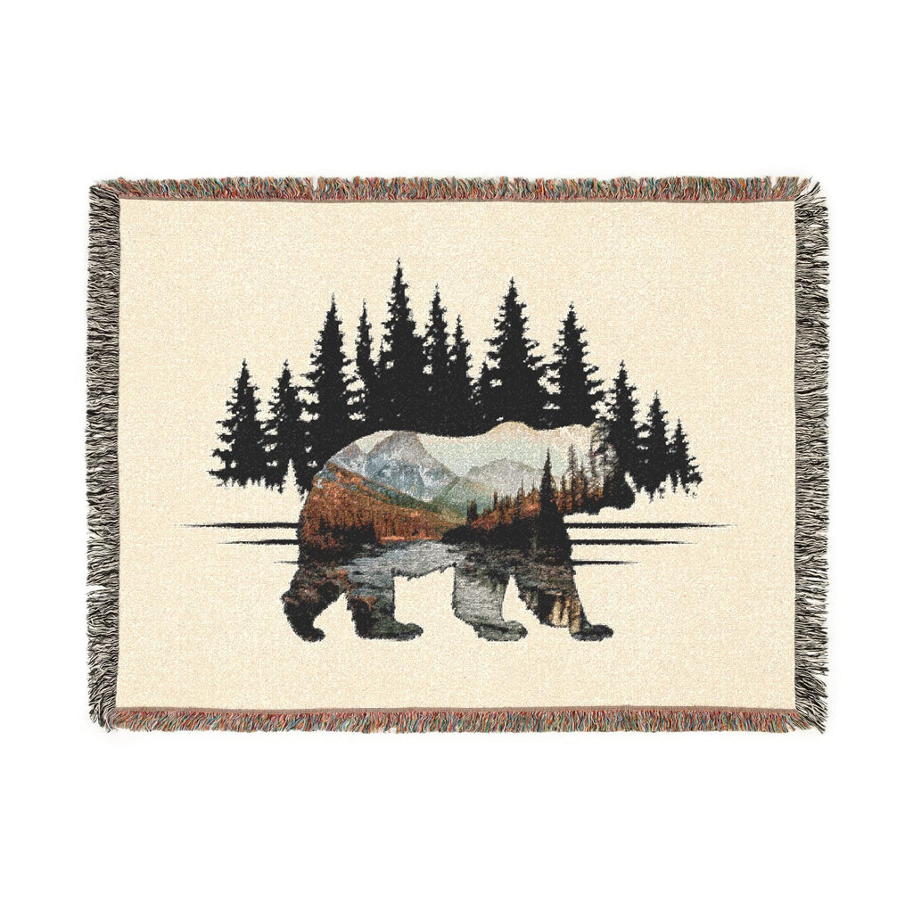 Bear Woven Blanket, Forestcore Wildlife Throw, House Warming, Woodland Creatures, Cabin Decor, Bear Gifts