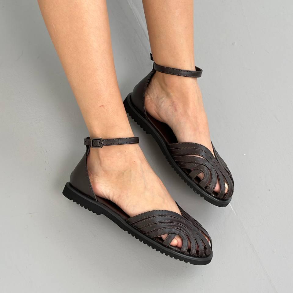Delicate Milk Leather Sandals with Ankle Strap, Round Toe Flats, Flat Sole Shoes, Soft Comfortable Shoes, Wedding Bridal Sandals