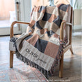 Personalized Woven Throw | Modern Checkered Blanket, Name Gift for Him, Christmas Gift for Kids, Birthday Present for Teenage Son