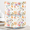 Floral Name Blanket for Girls, Personalized Boho Watercolor Nursery Throw, Soft Fleece or Sherpa, Custom Wildflower Baby Shower Gift | abeo