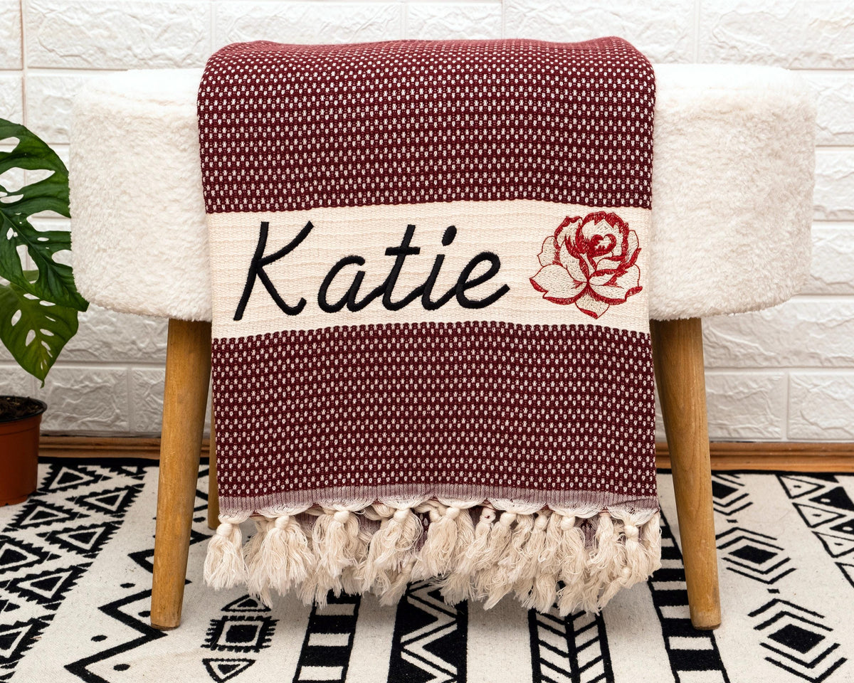 Cotton Anniversary Gift, Personalized 2nd Anniversary Gift, Custom Wedding Blanket, Mom Blanket