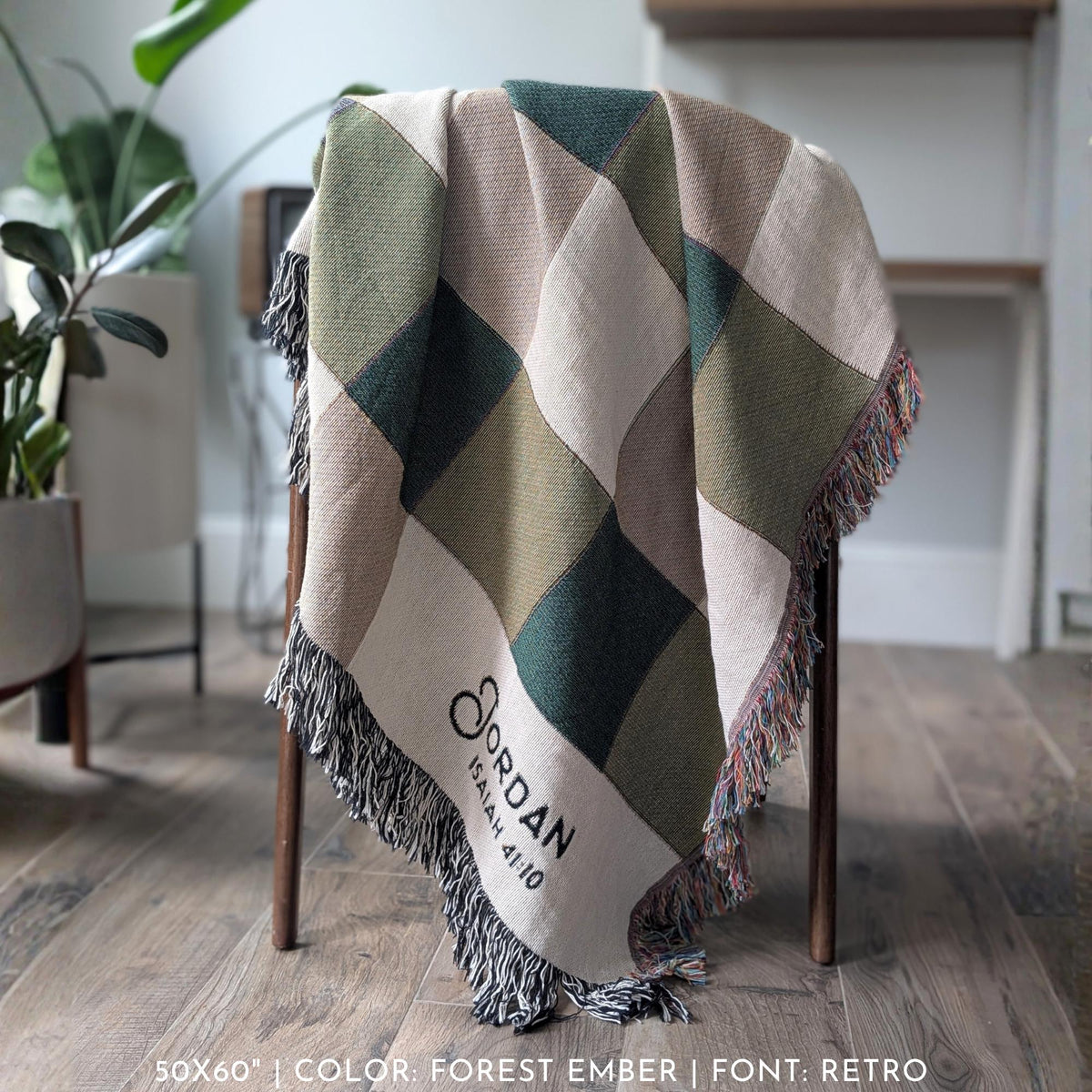 Personalized Woven Throw | Modern Checkered Blanket, Name Gift for Him, Christmas Gift for Kids, Birthday Present for Teenage Son