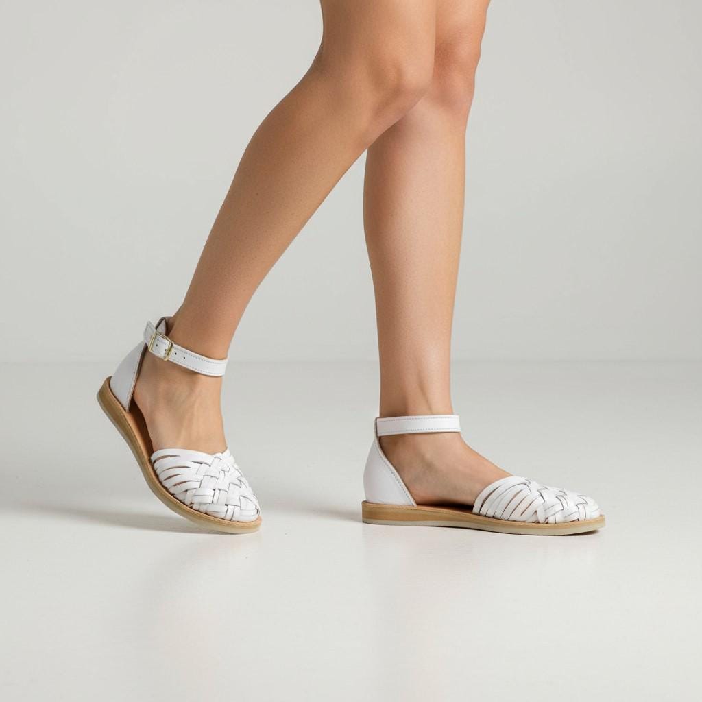 Mexican Leather Huarache sandals with Ankle Strap for Women, Mexican sandals, Mexican Shoes, leather sandals for women