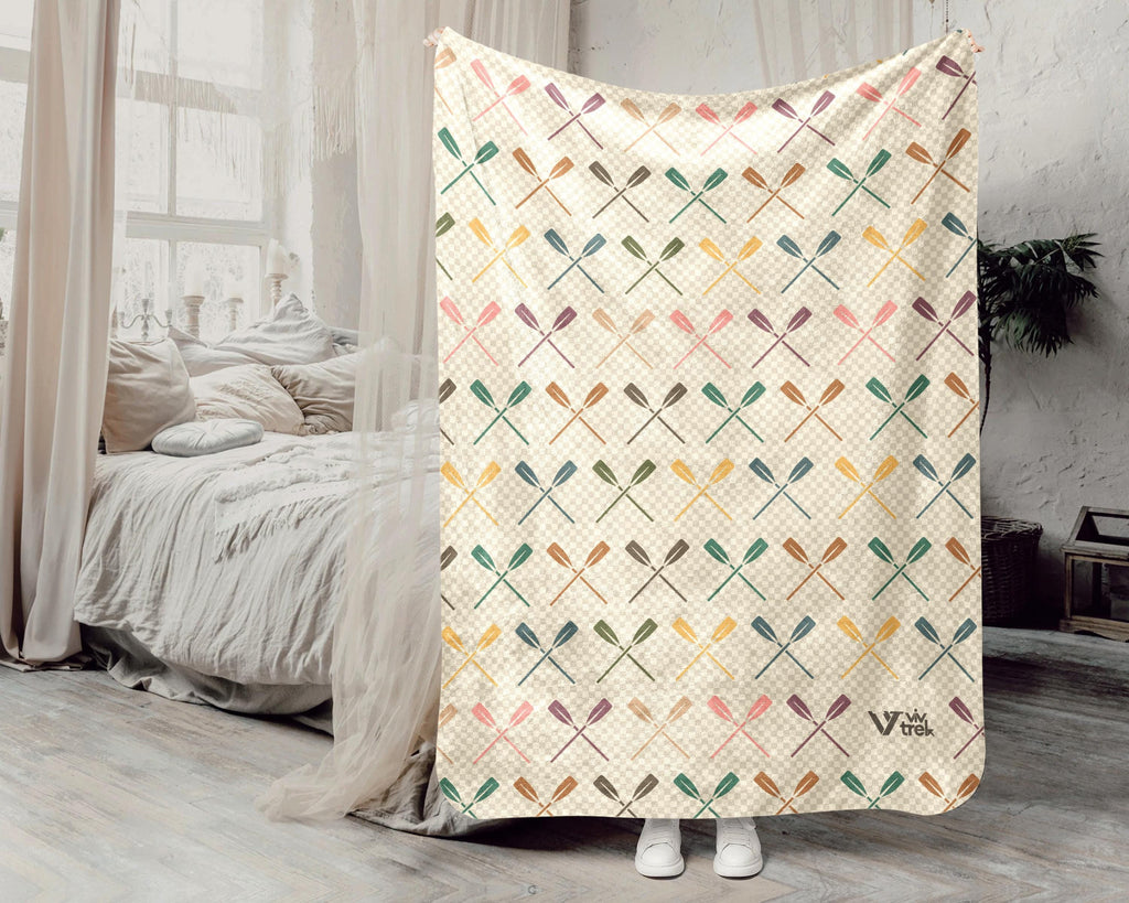 Kayaking Lover Blanket Gift, Cozy Throw for Adventure Seekers, Retro Kayak Decor, Unique Paddling Enthusiast Blanket, Rowing Boating Gift