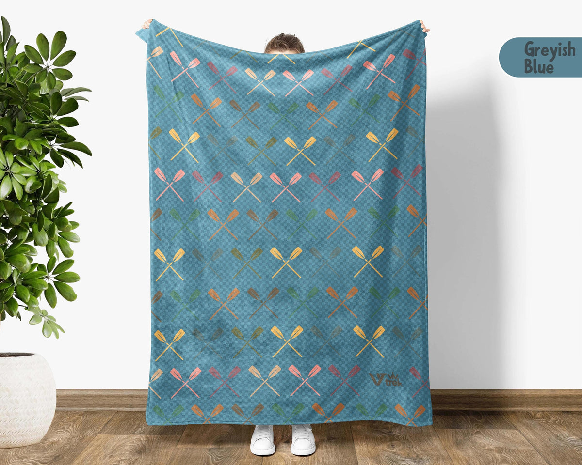 Kayaking Lover Blanket Gift, Cozy Throw for Adventure Seekers, Retro Kayak Decor, Unique Paddling Enthusiast Blanket, Rowing Boating Gift