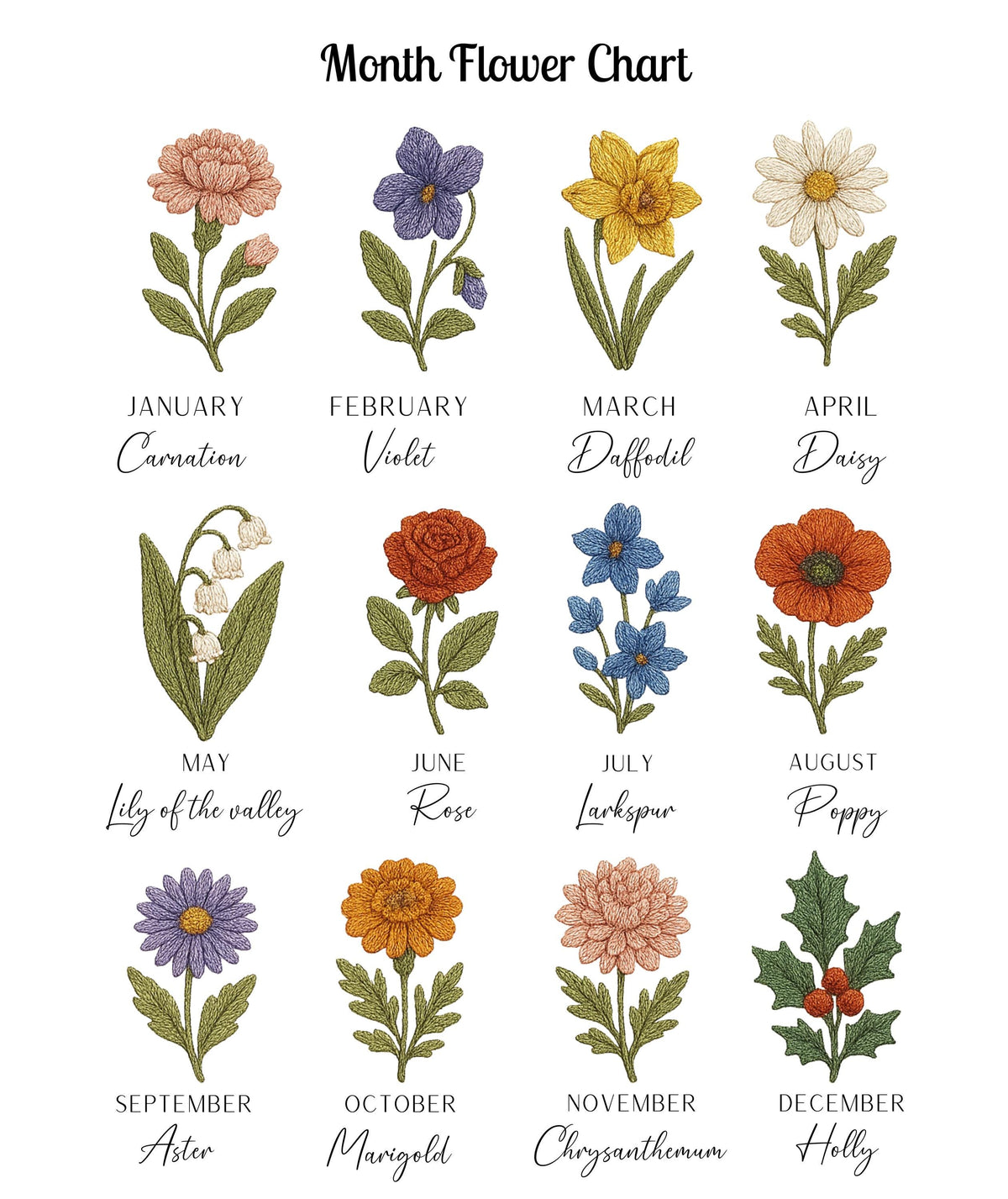 Custom Birth Flower Patchwork Blanket: Family Christmas Gift Blanket Personalized Grandma's Garden Woven Throw