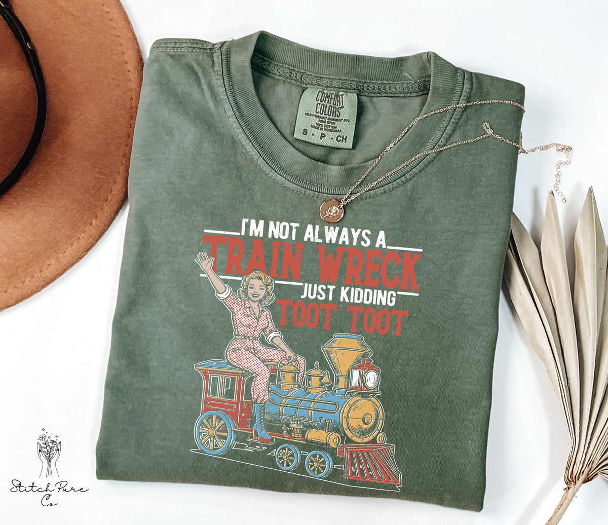 Comfort Colors I'm Not Always A Train Wreck T-Shirt, Humorous Vintage Funny Retro Woman Graphic Tee, Trendy Casual Shirt