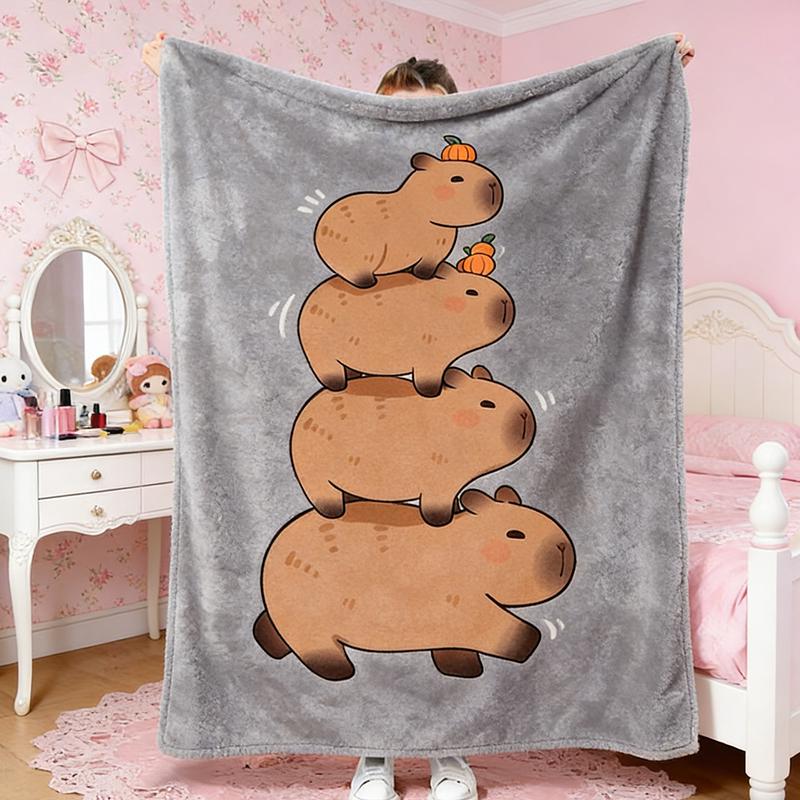 Cute Stacking Capybara Blanket, Soft Cozy Fleece Capy Blanket,Cozy Baby Room Decor,Gift For Capybara Lover,Funny Animal Gift.