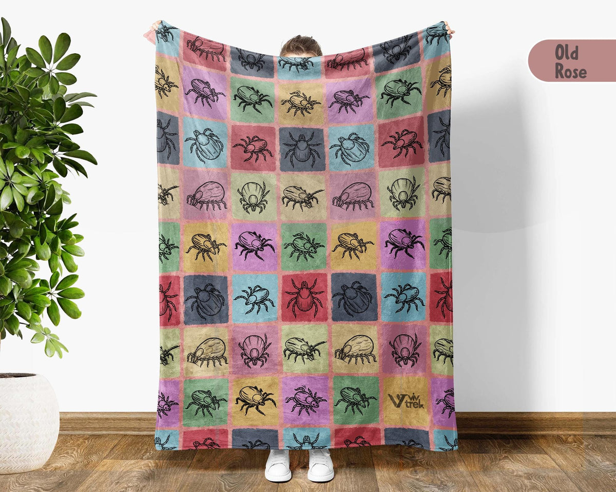 Vintage Tick Gift Blanket Retro Insect Illustration Throw Tick Lover Home Decor Unique Science Art Large Cozy Nature Wildlife Blanket
