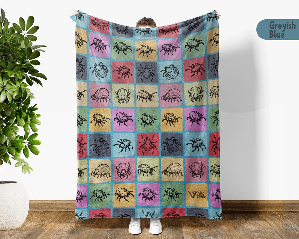Vintage Tick Gift Blanket Retro Insect Illustration Throw Tick Lover Home Decor Unique Science Art Large Cozy Nature Wildlife Blanket
