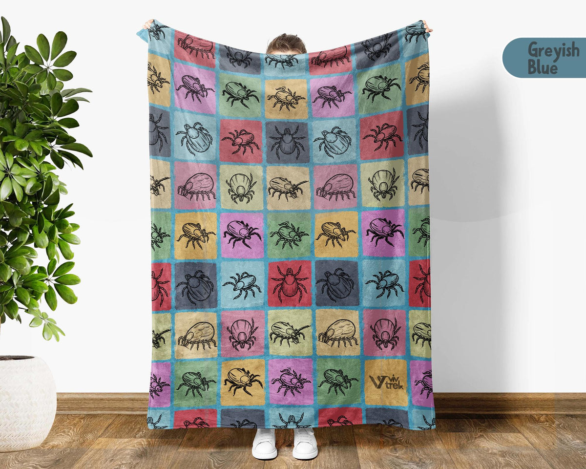 Vintage Tick Gift Blanket Retro Insect Illustration Throw Tick Lover Home Decor Unique Science Art Large Cozy Nature Wildlife Blanket