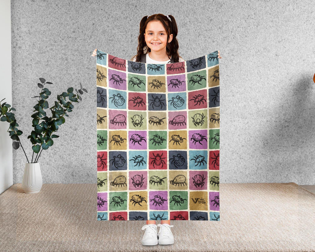 Vintage Tick Gift Blanket Retro Insect Illustration Throw Tick Lover Home Decor Unique Science Art Large Cozy Nature Wildlife Blanket