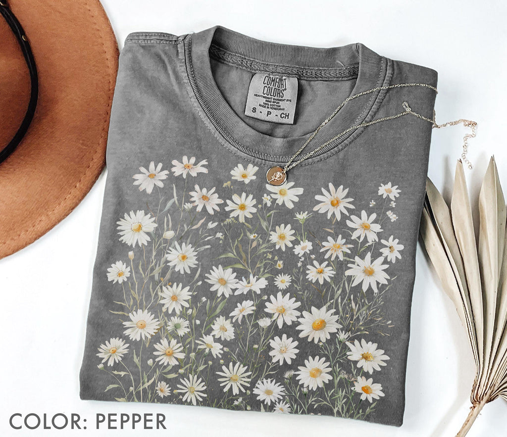 Daisy Flower Shirt Comfort Colors, Wildflowers Shirt, Cottagecore Floral Tee, Botanical Shirt, Nature Aesthetic Tee, April Birth Flower Gift
