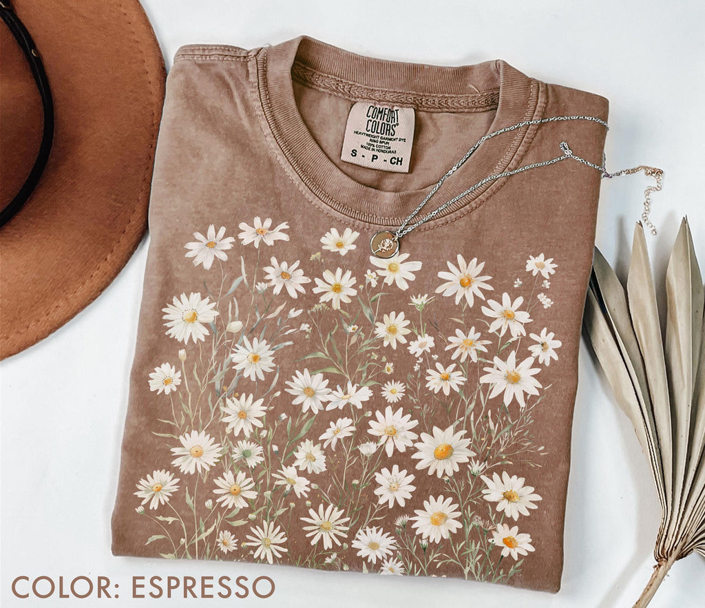 Daisy Flower Shirt Comfort Colors, Wildflowers Shirt, Cottagecore Floral Tee, Botanical Shirt, Nature Aesthetic Tee, April Birth Flower Gift