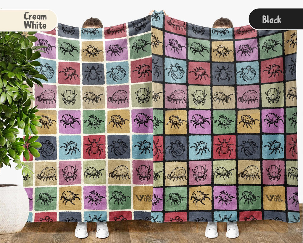 Vintage Tick Gift Blanket Retro Insect Illustration Throw Tick Lover Home Decor Unique Science Art Large Cozy Nature Wildlife Blanket