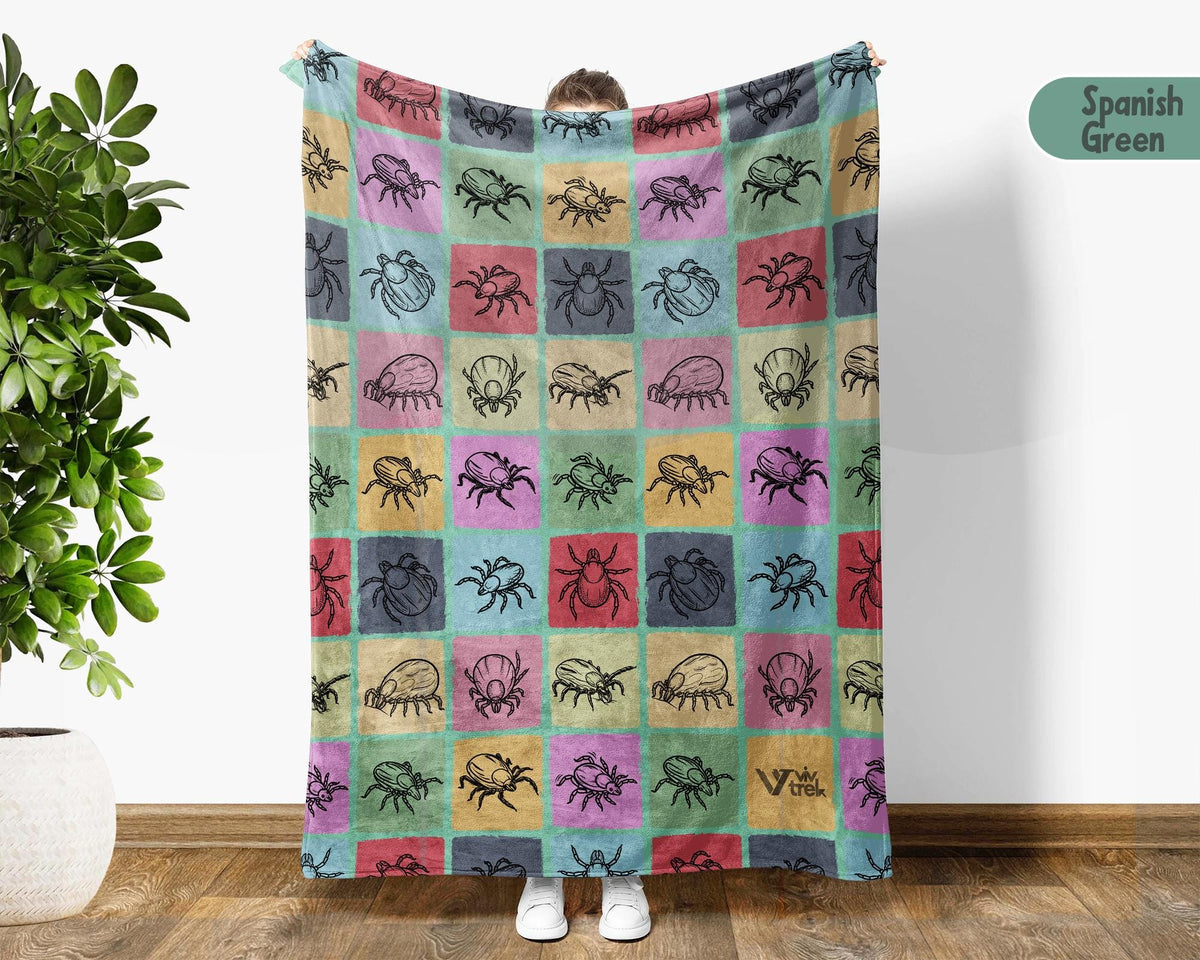 Vintage Tick Gift Blanket Retro Insect Illustration Throw Tick Lover Home Decor Unique Science Art Large Cozy Nature Wildlife Blanket