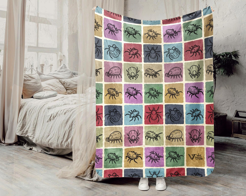 Vintage Tick Gift Blanket Retro Insect Illustration Throw Tick Lover Home Decor Unique Science Art Large Cozy Nature Wildlife Blanket
