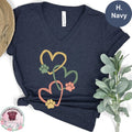 Pet Love Heart Art Vneck Shirt, Dog & Cat Paw Heart VNeck TShirt