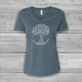 Tree of Life Womens V-Neck T-Shirt, Rooted: Bella Relaxed Fit, Lightweight, Soft Top