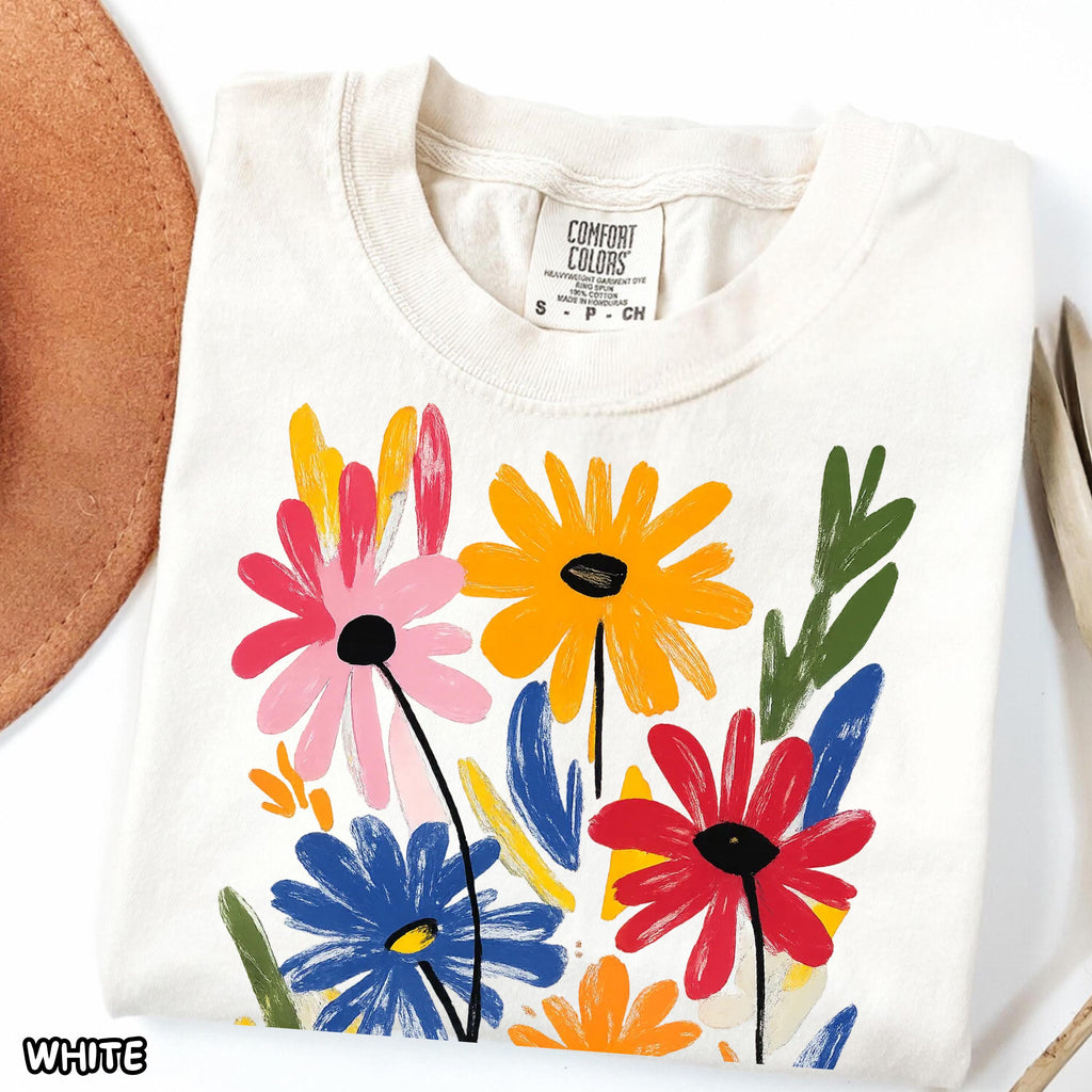 Comfort Colors Spring Shirt,Colorful Floral T-Shirt,Garden Shirt,Hand Painted Flower Shirt,Boho Art Tee,Spring Summer Graphic Shirt,Flowers