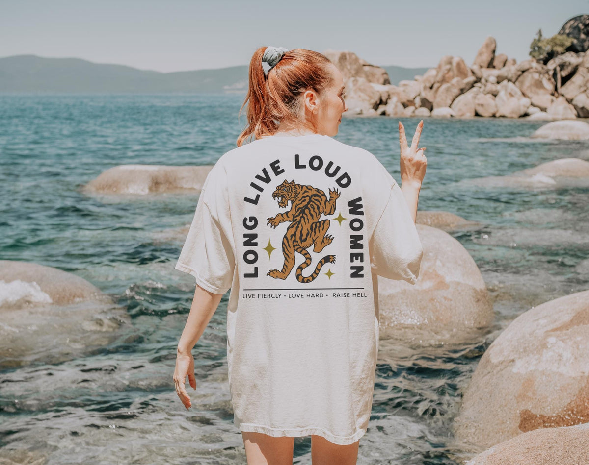 Long Live Loud Women Tee, Feminist Girl Power Shirt, Tiger Trendy Aesthetic Comfort Colors® Tee, Vintage Inspired Boho Empowerment T-Shirt