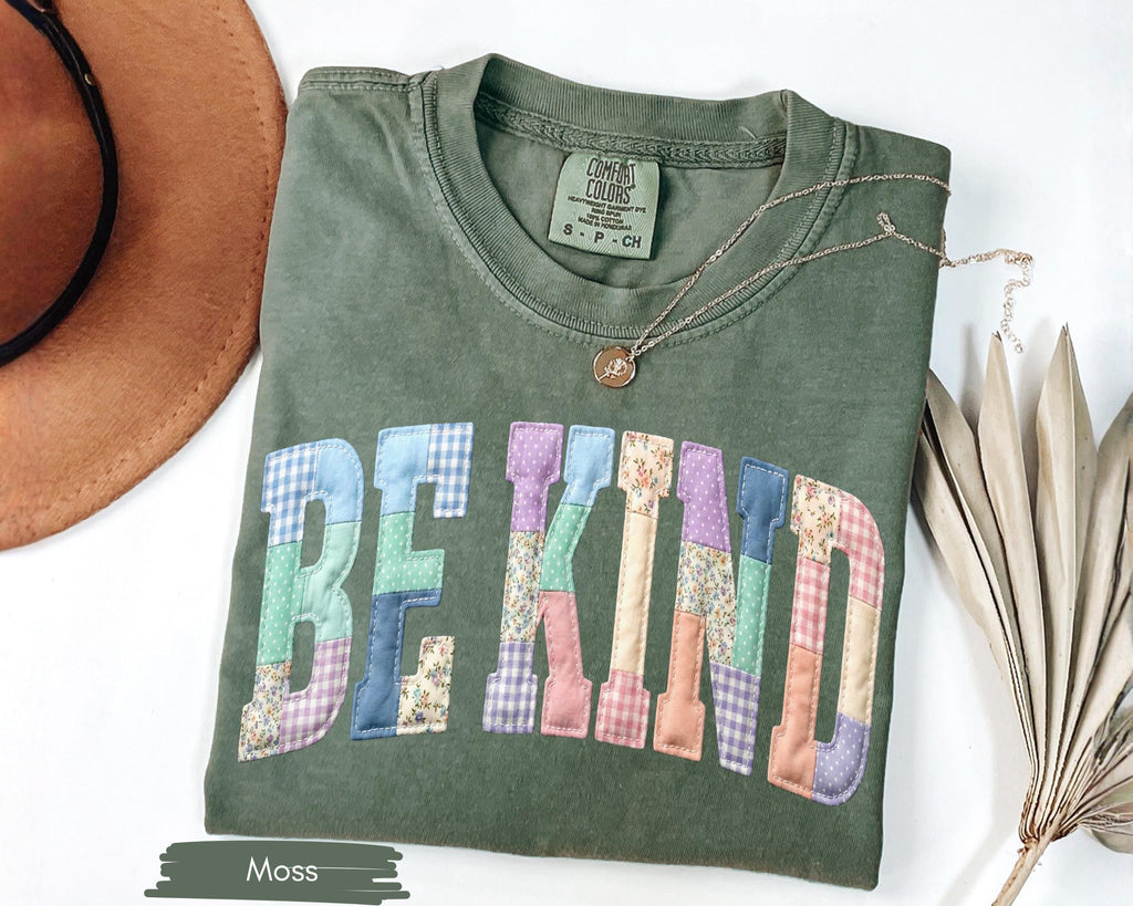 Be Kind Faux Patchwork Shirt, Motivational Teacher Tee, Choose Kindness T-Shirt, Positive Affirmation Gift, Counselor Appreciation Shirt