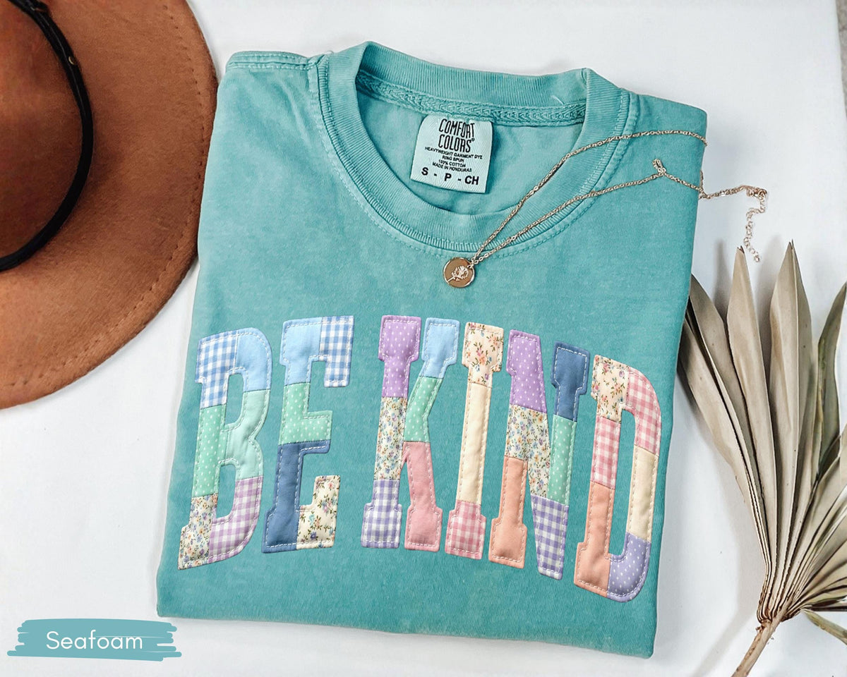 Be Kind Faux Patchwork Shirt, Motivational Teacher Tee, Choose Kindness T-Shirt, Positive Affirmation Gift, Counselor Appreciation Shirt