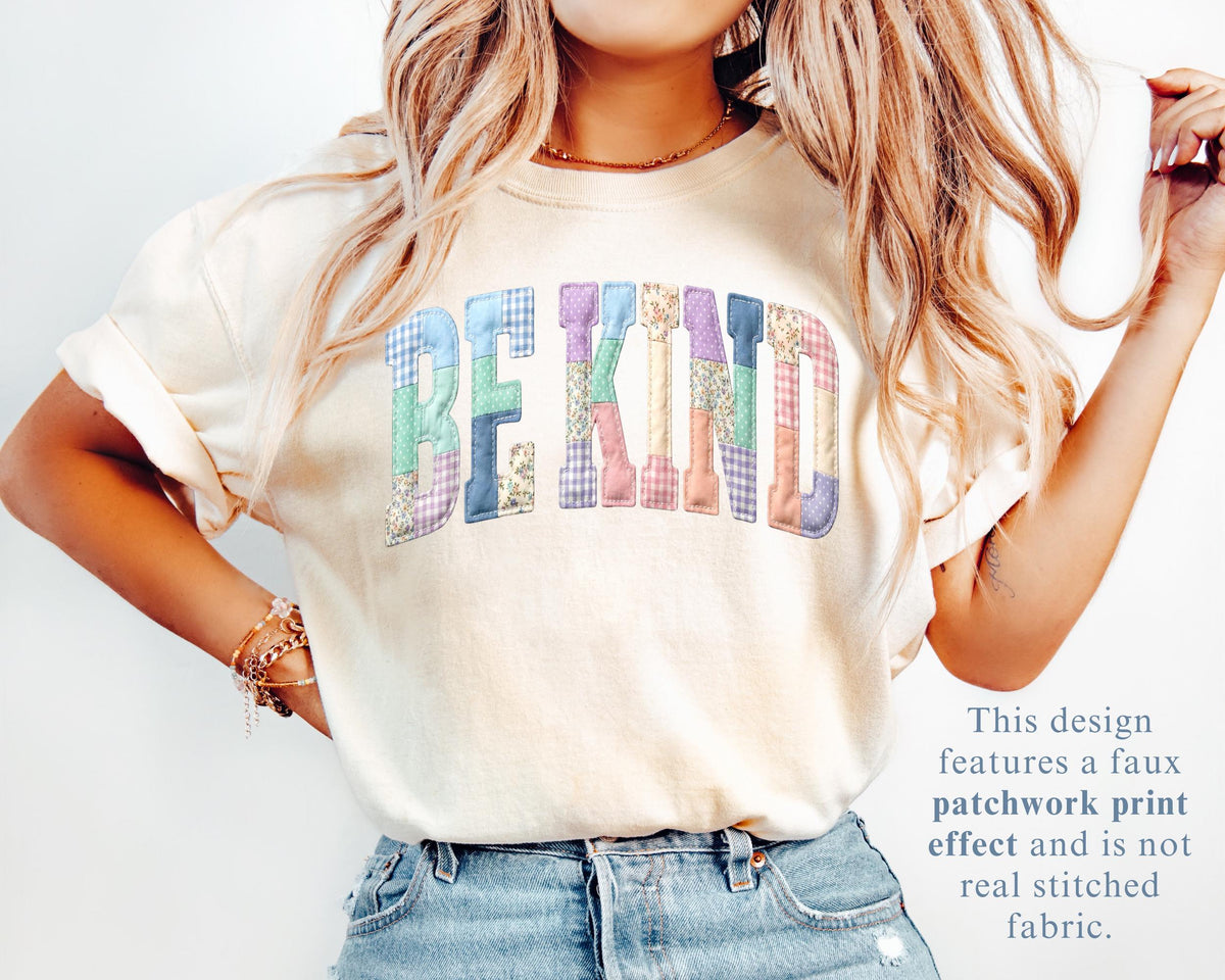Be Kind Faux Patchwork Shirt, Motivational Teacher Tee, Choose Kindness T-Shirt, Positive Affirmation Gift, Counselor Appreciation Shirt