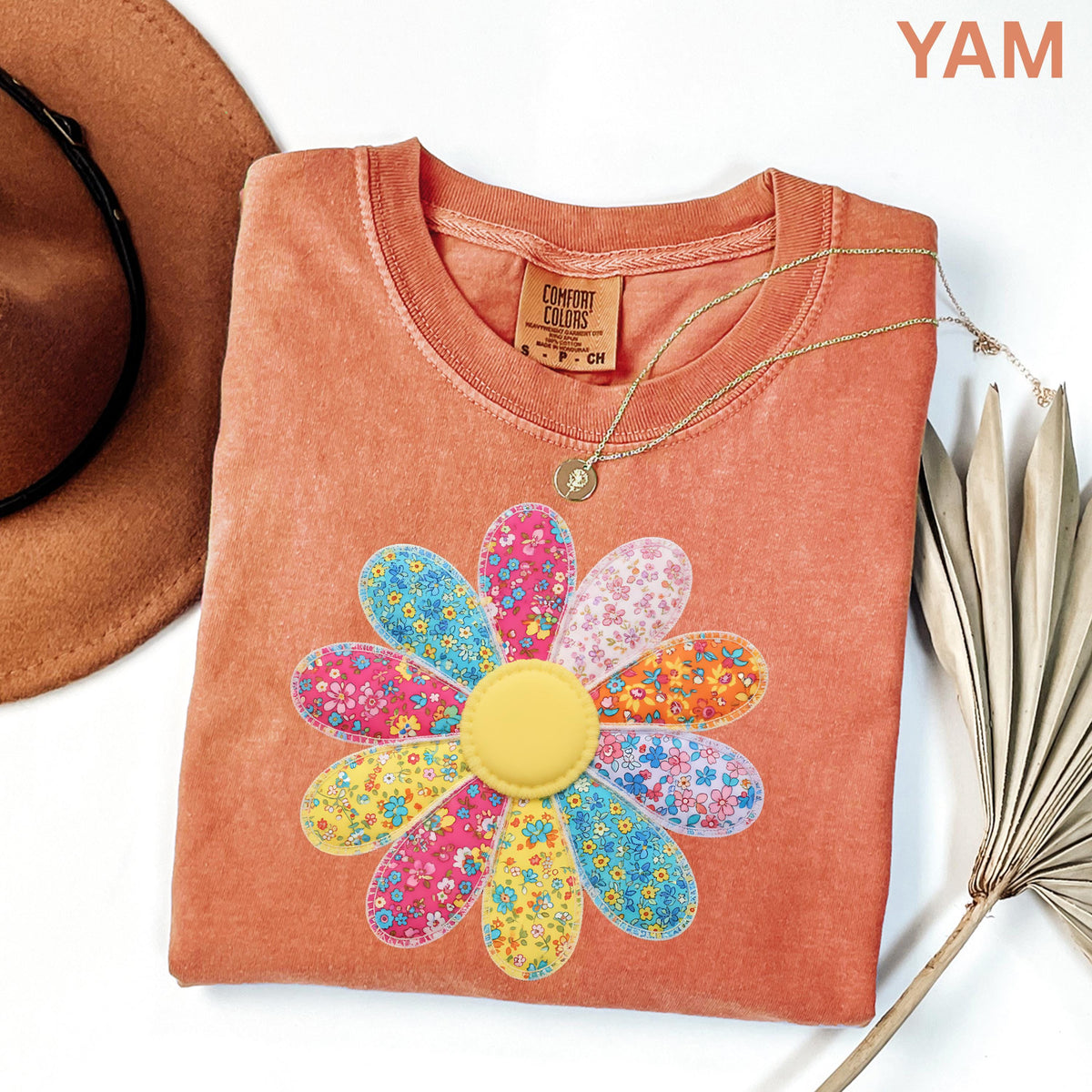 Comfort Colors Faux Patchwork Daisy Flower Shirt Retro Floral Shirt Spring Summer Flower Shirt Boho Daisy Tee Cute Floral Women Youth Shirt