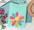 Comfort Colors Faux Patchwork Daisy Flower Shirt Retro Floral Shirt Spring Summer Flower Shirt Boho Daisy Tee Cute Floral Women Youth Shirt