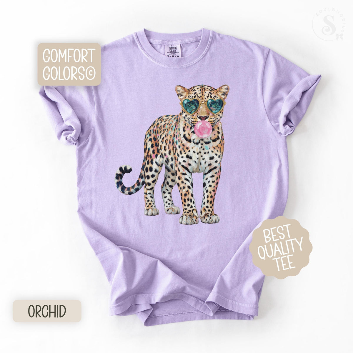 Leopard Comfort Colors Shirt Leopard Bubblegum Sunglasses T-Shirt Cute Animal Print Tee