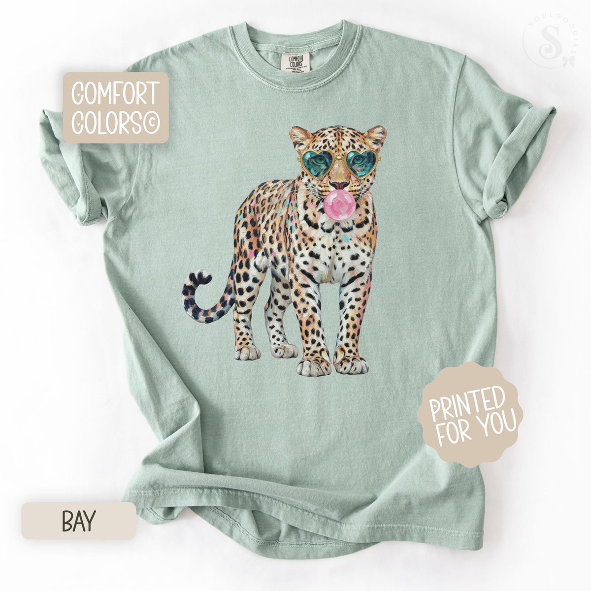 Leopard Comfort Colors Shirt Leopard Bubblegum Sunglasses T-Shirt Cute Animal Print Tee
