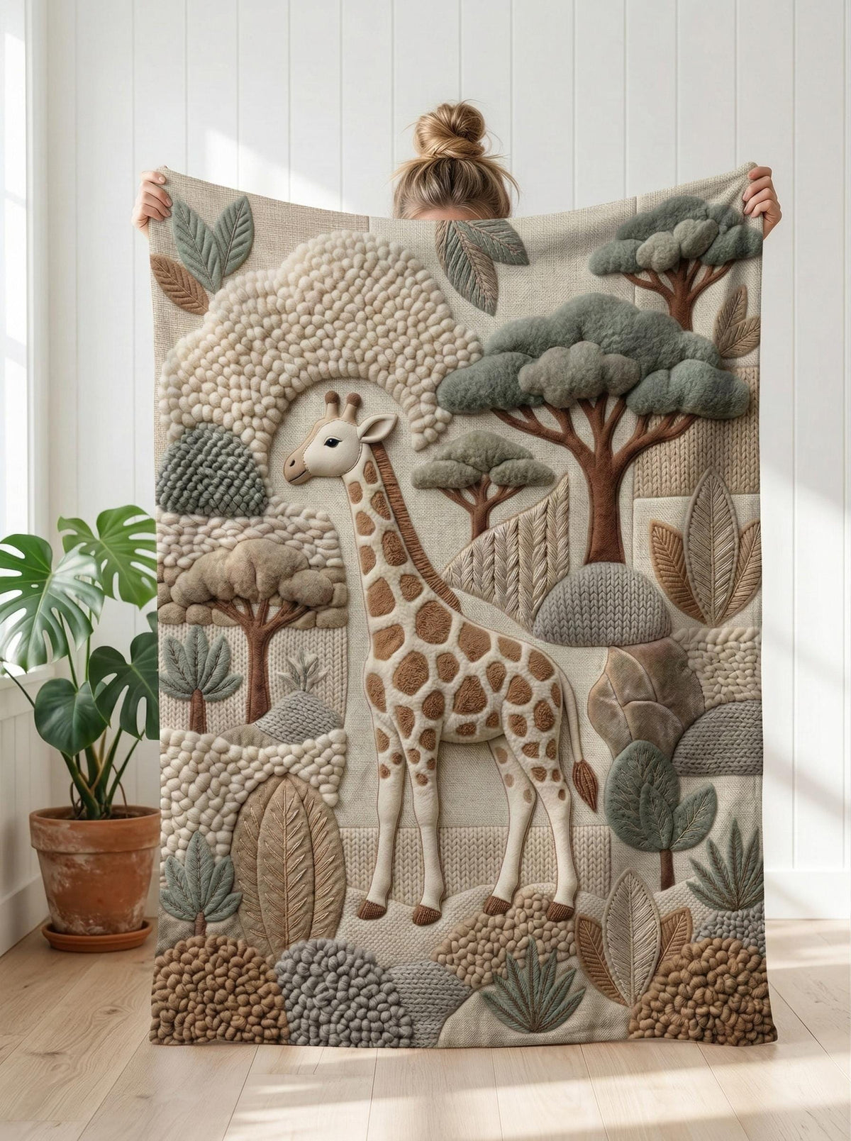 Woodland Faux Quilt Blanket, Minky Fleece Throw, Fox, Giraffe, Tiger, Bunny Designs