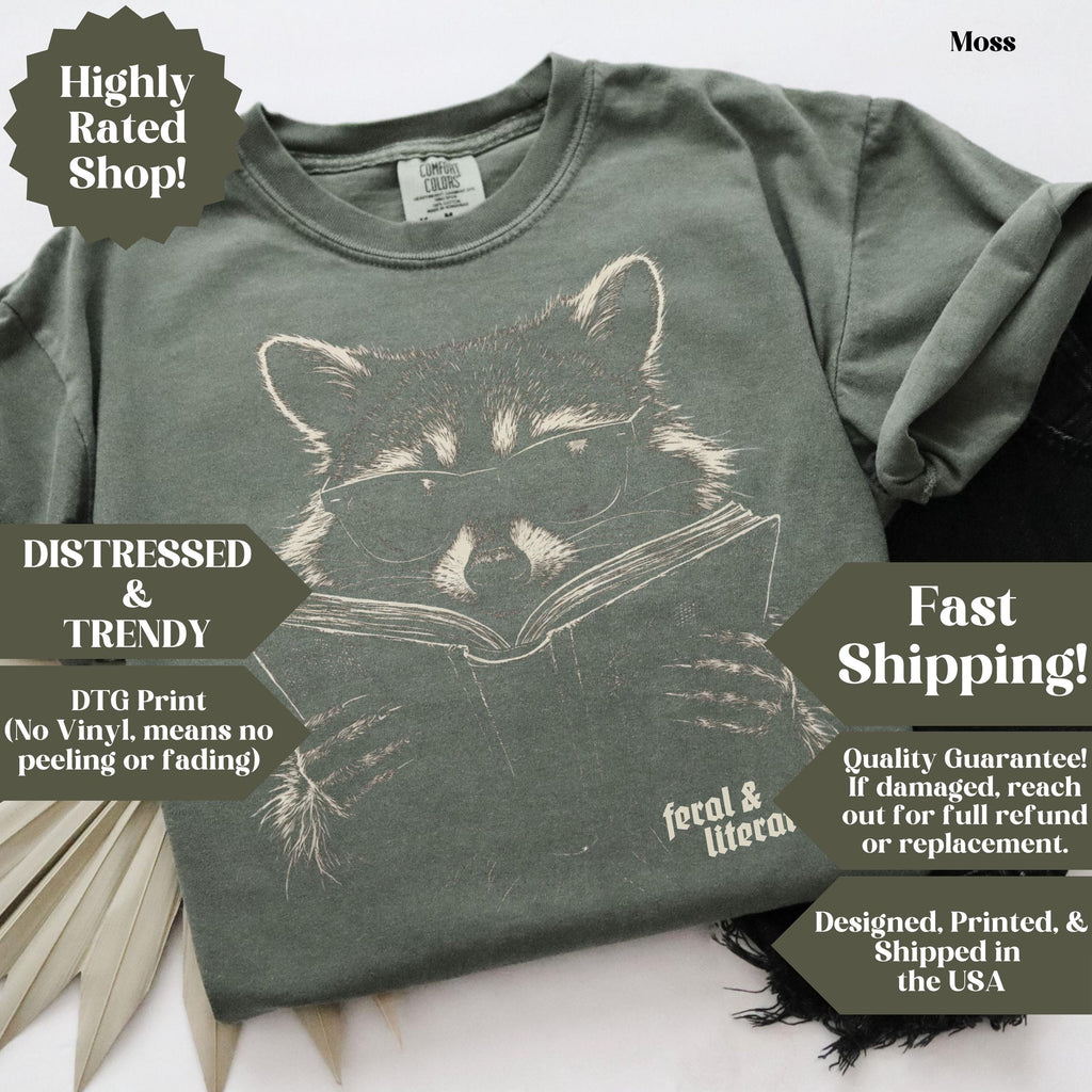 Bookish Shirt, Bookish Gift, Funny Raccoon Graphic Tee, Gift for Bookworm, Reader Shirt, Animal Meme Graphic Tee, Gift for Book Lover