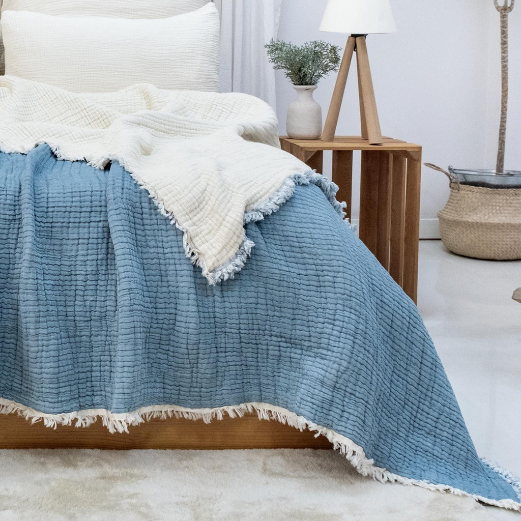 8 Layers King Size Gauze Comforter , OEKO-TEX Certified, Muslin Quilt, Organic Throw Blanket