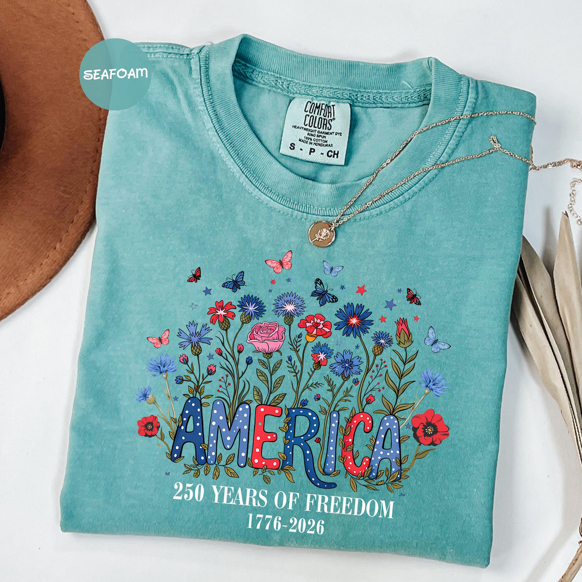 Comfort Colors USA Shirt, 4th of July shirt, floral USA tee, summer patriotic shirt for women, America est 1776 shirt, red white blue shirt