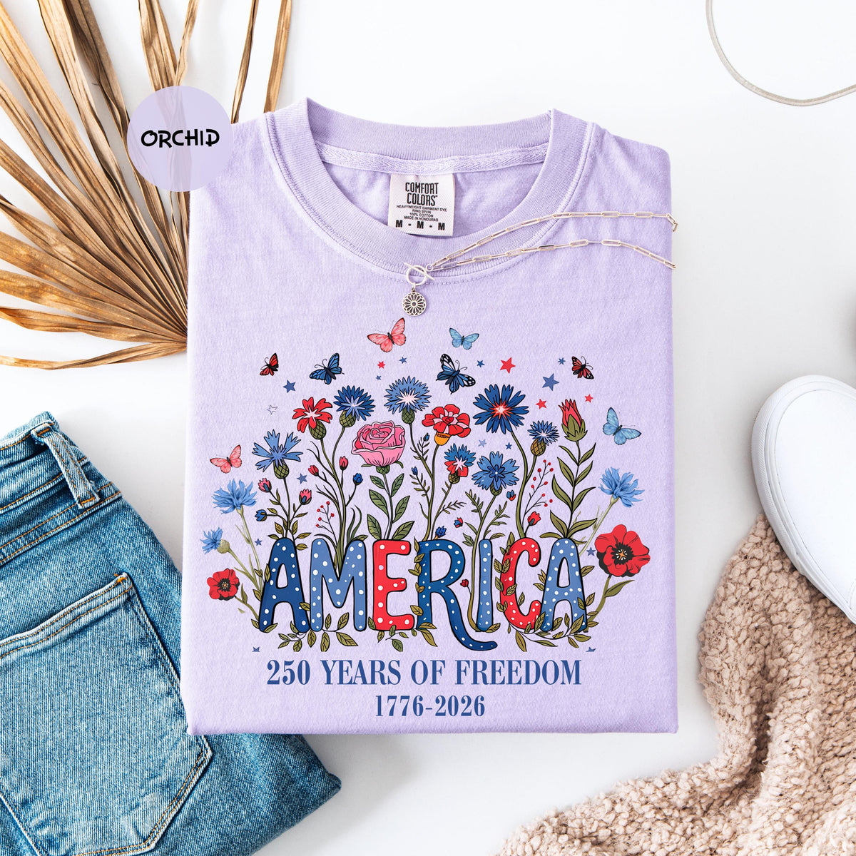 Comfort Colors USA Shirt, 4th of July shirt, floral USA tee, summer patriotic shirt for women, America est 1776 shirt, red white blue shirt