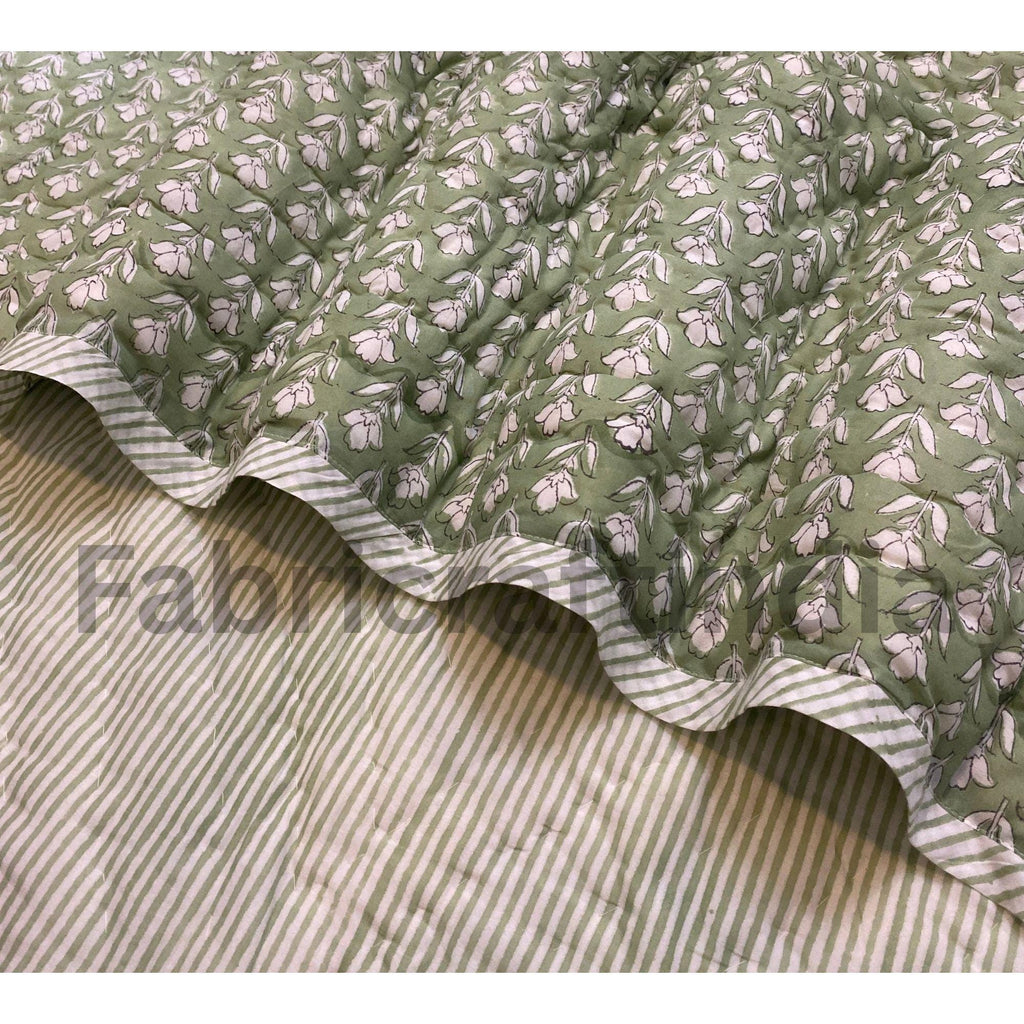 Soft Cotton Quilted Comforter, Hand Block Printed Oversized Throw Blanket, Elegant Bedspread & Sofa Cover, Bedroom Decor, Handmade Gifts