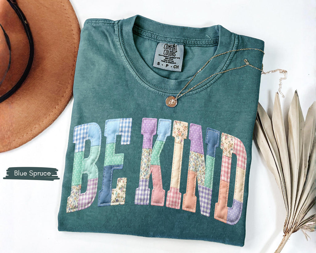 Be Kind Faux Patchwork Shirt, Motivational Teacher Tee, Choose Kindness T-Shirt, Positive Affirmation Gift, Counselor Appreciation Shirt