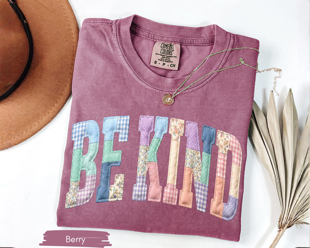 Be Kind Faux Patchwork Shirt, Motivational Teacher Tee, Choose Kindness T-Shirt, Positive Affirmation Gift, Counselor Appreciation Shirt