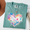 Comfort Colors Watercolor Heart Shirt Mothers Day Gift Colorful Love Art Romantic Cute Trendy Soft Vintage Floral Pastel Tee Women Mom Gift