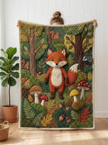 Woodland Faux Quilt Blanket, Minky Fleece Throw, Fox, Giraffe, Tiger, Bunny Designs